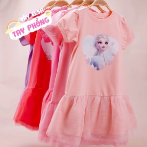 Váy bé gái Elsa BOMINES tay phồng phối voan lưới điệu đà cho bé từ 3- 10 tuổi khoảng 14- 30kg DTNELSATIMTAYPHONG