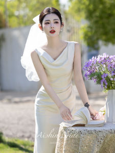 AISHINI | Đầm Cưới Phong Cách Pháp Sang Trọng Bằng Satin Mùa Hè