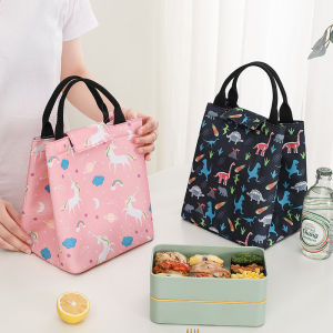 New Velcro Lunch Bag Portable Bento Bag Lightweight Student Lunch Box Bag Oxford Cloth Aluminum Film Insulation Bag with 9 Colors