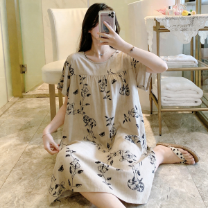 KASIHAN | Đầm Hè Tay Ngắn Cotton Sát-in Hoa