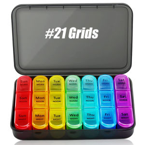 Weekly Pill Organizer Daily Pill Box 7 Day Large Travel Case with 21 Compartment to Hold Medicine Vitamin and Supplement