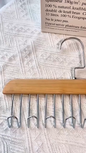 3PCS Wood Hanger Solid with 8 hooks Hanger Woman Bra Hanger Man Belt Tie Hanger Durable Vest Bag Hanger