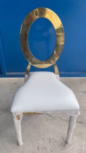 KURSI AKAD OVAL RING EMAS DAN SILVER - KURSI PELAMINAN DEKORASI MEJA MAKAN CAFE WEDDING