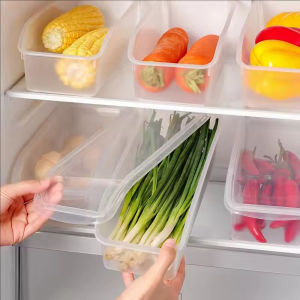 กล่องพร้อมฝาปิดที่จัดเก็บในตู้เย็นสไตล์ลิ้นชักใสสำหรับเก็บผักและผลไม้ที่เก็บไข่ในครัว