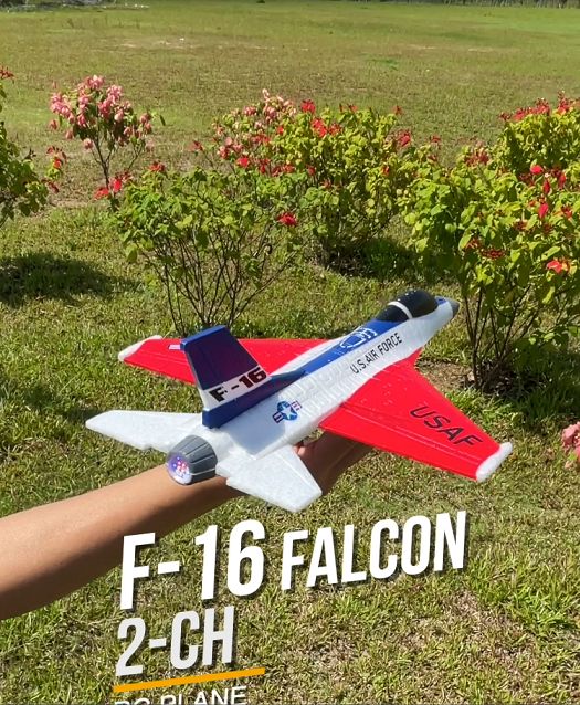 VOLANTEXRC RC Airplane 2CH F16 Falcon With Cool Lights EPP Foam  Airplane Control Light Weight Gyro Stabilization System For Beginners 762-4 