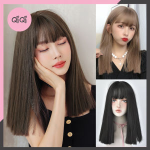 Tóc giả nguyên đầu tóc dài ngang vai thẳng tự nhiên CAO CẤP giống tóc thật Qiqishop