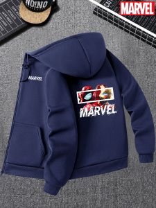 เสื้อฮู้ดมีซิป Marvel Iron Man สำหรับผู้ชายและผู้หญิง สไตล์โอเวอร์ไซส์ สำหรับฤดูใบไม้ผลิและฤดูใบไม้ร่วง ปี 2025 เสื้อคู่รักซูเปอร์ฮีโร่รุ่นใหม่