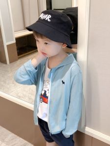 Childrens Summer Sun Protection Clothing Ultra-Thin Breathable Ice Silk Cotton Hooded Jacket Casual Lightweight Coat for Boys And Girls