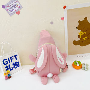 Trendy Cartoon Rabbit Girls Crossbody Bag Childrens Outdoor Double Shoulder Backpack Baby Outdoors Waist Bag Female Kids Bag