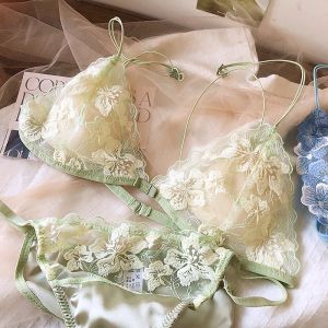 สไตล์ฝรั่งเศส เซ็กซี่ บราคัพบางไม่มีแหวนเหล็กปัก ตาข่าย ลูกไม้ ชุดบรา Retro เซ็กซี่ คงที่ สายคล้อง บราสําหรับผู้ใหญ่หนุ่ม