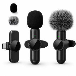 Wireless Lapel Microphone Noise-Cancelling Suitable for Vlogs Interviews and Live Streaming Compatible with Type-C Devices
