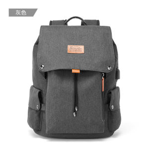 Retro Canvas Travel Computer Bag Mens Fashion British Style Double Shoulder Bag Leisure Zipper Closure Soft Fabric Backpack