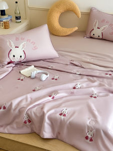 Cute Cartoon Embroidery Lyocell Summer Quilt  Summer Air Conditioner Quilt Children Thin Quilt Pillowcase Cool Sensation
