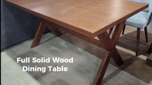 Full Solid Wood Dining Table Solid Rubber Wood Anti-Fungal Table Meja Makan Kayu Meja Makan 实木餐桌