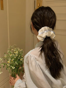 New 2025 Large Blue Lace Hair Ties Womens Korean Style Hair Bands High-End Feeling Hair Bands for Bun Fresh out Fashion Accessories