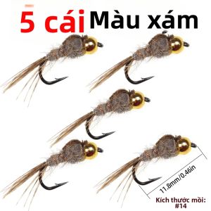 5/8 Cái # 14 Mồi Câu Ruồi Giả Bằng Đồng Thau Kiểu Tai Thỏ Đuôi Gà Lôi Dành Cho Cá Hồi Cá Vược Cá Tuyết Cá Rô.