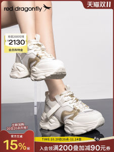 รองเท้าผ้าใบพื้นหนา RedDragonFly สำหรับผู้หญิง ฤดูหนาว 2025 รองเท้าผ้าใบสีขาวแบบใหม่ รองเท้าผ้าใบส้นสูง รองเท้าผ้าใบลำลอง รองเท้าผ้าใบส้นแบน