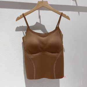 Ice Silk Strapless Bralette Vest Womens Seamless Anti-Light Fixed Cup Padded Vest Beautiful Back Strap Vest Summer Thin