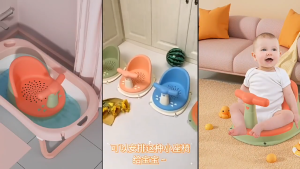 SKISOPGO Baby Bath Tub Seat Anti Slip Infant Bath Chair Backrest Support Shower Seat Home Bathing Safe Chair