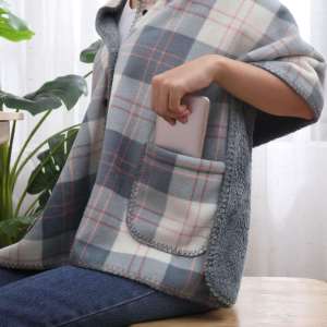 Multi-use Warm Pocket Design Flannel Blanket