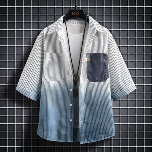 13 Gradient Color Spring and Summer Short Sleeves Shirt Mens 12-15 Years Old Youth Handsome Half Sleeve Shirt 14 Student Coat