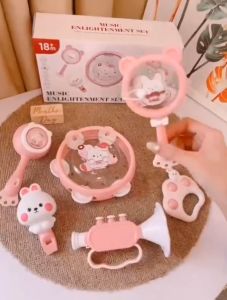 Đồ Chơi Xúc Xắc Âm Thanh-Lục lạc 6 món Cho Bé Hình Gấu Thỏ Siêu Cute Thiết Kế Trống Kèn Lục lạc Xúc Xắc Còi