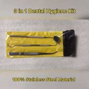 3 Pcs Stainless Steel Teeth Cleaning Dental Tool Set Dentist Oral Cleaning Kit with Dental Mirrors Oral Scope Tweezers for Oral