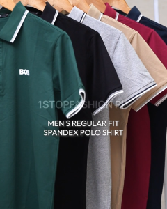 Mens Polo Shirt Spandex Cotton Regular Fit Golf Shirt Casual Short Sleeve Top for Men