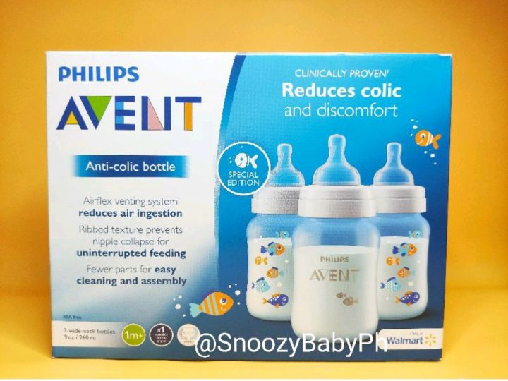 Philips AVENT Classic 9oz Blue Fish Bottles TriPack Philips Avent