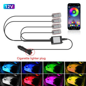 RGB Neon LED Foot Light For Car Interior APP Remote Music Rhythm Auto Ambient Decorative Strip Lamp