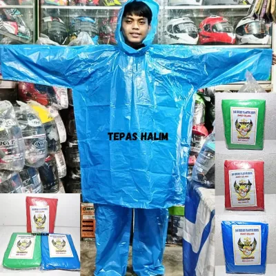 Jas Hujan Plastik Setelan Baju + Celana HDPE Merpati Super Tebal dan Size Super Jumbo Muat Sampai 3XL 1 Pcs