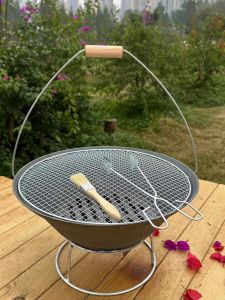 เตาบาร์บีคิวสไตล์ย้อนยุคแบบถังชุบเหล็กสำหรับใช้ในร่มและกลางแจ้ง อบไวนิล ความจุ 3-5 คน เตาเผาไม้ไผ่แบบโบราณ