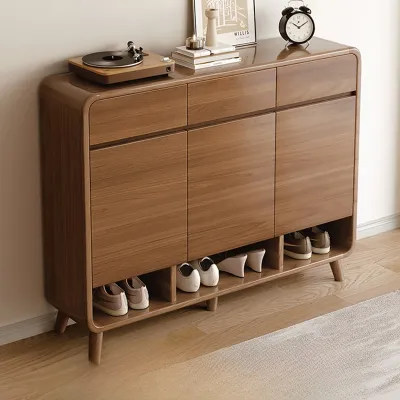Large Capacity Solid Wood Shoe Cabinet Indoor Entrance Hallway Storage Rack One-Piece Design New Model Home Furniture
