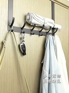 Drill-Free Door Hanger Clothes Hook Wall Hook Bedroom Bathroom Door Rear Rack Aluminum Organizer