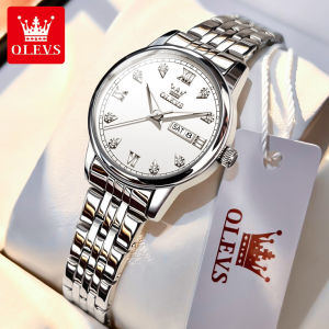 OLEVS watch for women 2023 Luxury brand ladies imported waterproof 30M calendar inlaid diamond dial design Swiss quartz movement stainless steel strap fashion elegant ladies watch