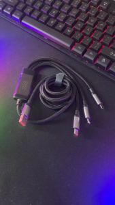 KIVEE สาย USB 3 in 1 สาย Micro USB Type C 100W สายชาร์จเร็วจอแสดงผลดิจิตอลสำหรับ iPhone 15 14 Samsung S23 Xiaomi Huawei