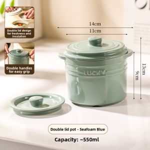 Mr.Snail | Creamy Ceramic Double-Lid Steamer Bowl for Individual Soup
