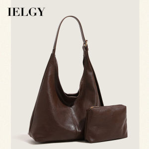 IELGY Commuter Retro Classic Large-Capacity Tote Bag College Student PU Texture All-Match Shoulder Bag