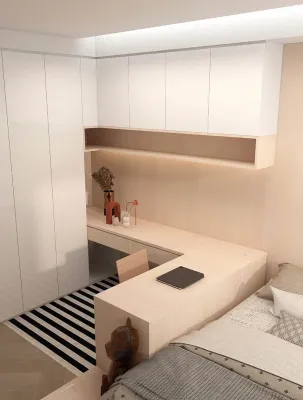 【SG Local Contractor】【Custom Furniture】Customized Full Height wardrobe with Study Table/Bedroom design &Renovation
