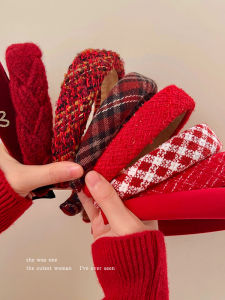 Red New Year Womens Hairband High Cranial Pressure Hair Accessories Autumn Winter Festive Korean Style Fashionable Hairbands