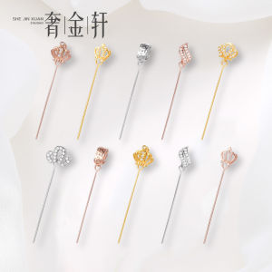 S925 Sterling Silver Pendant Clasps Needle Type Jade Wax Bead Slanted Hole Silver Head DIY Fashion Jewelry Accessories