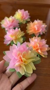 กระดาษสาห่อเหรียญ ดอกบัวสีรุ้งทูโทน ใบเขียวเข้ม (5 ห่อ)