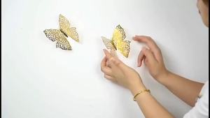 12 Con Bướm 3D Trang Trí Tường Màu Vàng 3 Kích Cỡ Dùng Trang Trí Bánh Sinh Nhật Và Tiệc Theo Chủ Đề Bướm