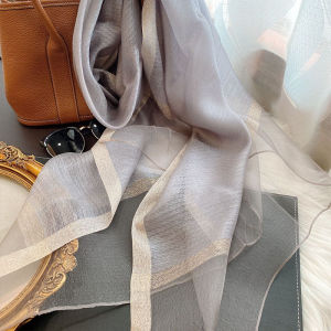 Royal Blue Golden Edge Spring and Autumn Fashion Scarf Gift Silk