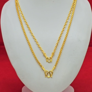 สร้อยคอทอง 2 บาท ลายโซ่ ลายกล่อง ความยาว 24 นิ้ว เสริมบารมี ใส่ออกงานได้ ชุบทองติดทน สวยเป๊ะไม่โป๊ะ