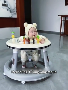 LUCKYBABE Versatile Baby Walker with Music Toy Silent Wheels Anti Tip and Anti Pinch Converts to Block Table Multifunctional Activity Center