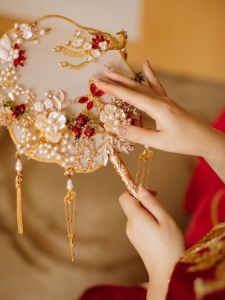 Quạt Cưới Hai Mặt Của Cô Dâu Phong Cách Truyền Thống Trung Quốc Lụa Hộp Quà Tặng Quạt Joyous Tự Làm Sản Phẩm Hoàn Thiện Cho Hôn Nhân