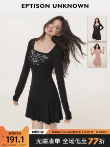 EPTISON Long Sleeve Knitted Dress Womens Miniature Sweet And Spicy Black Winter New Style Fashionable Girls Dress