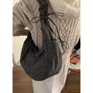 Winter Womens Fashion College Style down Tote Bag Casual Large Capacity Saddle Bag Double Shoulder Zipper Nylon Material