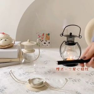 【Must-have】 ins style simple retro wrought candle holder small lantern home decoration lamp candle holder